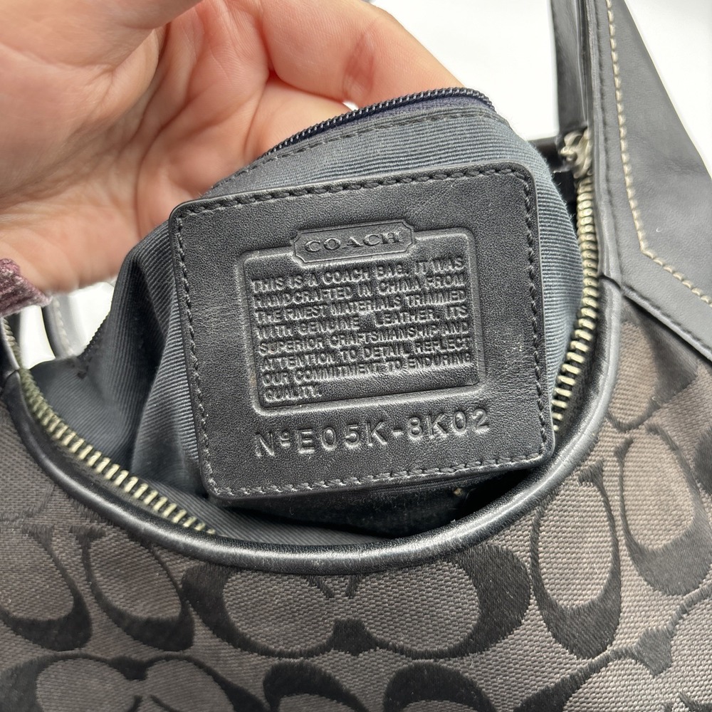 Coach Hamptons Hobo Handbag Shoulder Bag Signature Black 8K02 VTG READ - Picture 15 of 16